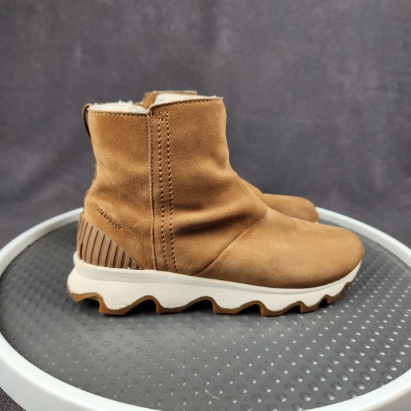 Sorel Kinetic Short Ankle Boots Womens Size 8.5 Brown Suede Waterproof Faux Fur - Picture 8 of 16